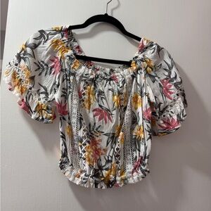 H&M Floral Blouse with Lace Details